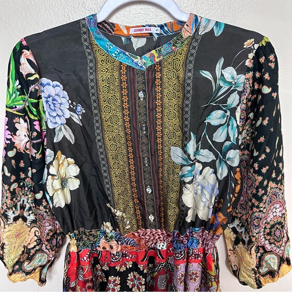 Johnny Was Tibby Jaime 3/4 Sleeve Silk Dress - Picture 5 of 10